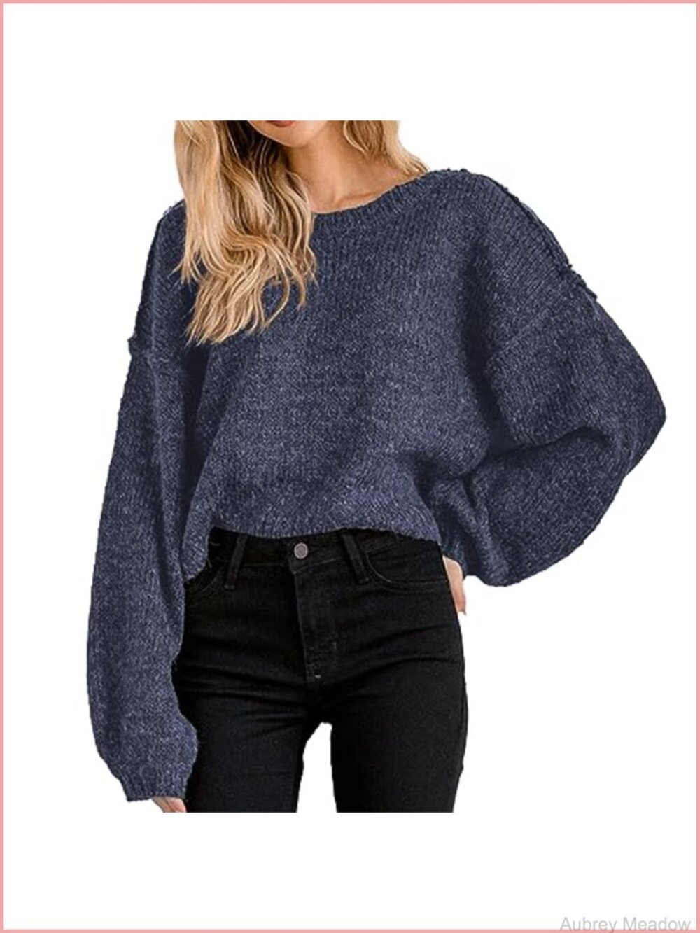 Oversized Cropped Sweater Batwing Long Sleeve Crewneck Pullover